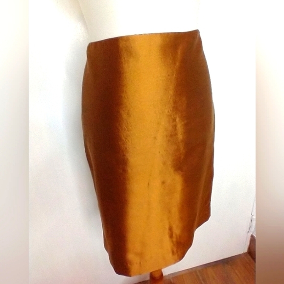 NIPON BRONZE SILK WOOL BLEND SKIRT - Picture 1 of 3